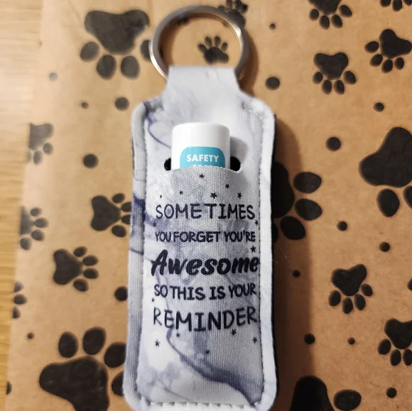 Marble Print Lip Balm Holder Keychain - Picture 2 of 5